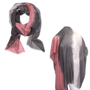 Ombre Stripe Shawl Scarf  Lightweight Shoulder Wrap Office Summer Pink Grey